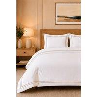 Pamposh 500 Thread Count Egyptian Cotton Sateen Duvet Cover Sets in Natural White | Size: Double