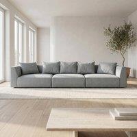 Abakus Direct Tokyo 5 Seater Sofa Basket Weave Fabric with Deep Seats in Grey