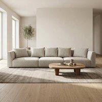 Abakus Direct Tokyo 5 Seater Sofa Basket Weave Fabric with Deep Seats in Light Sand