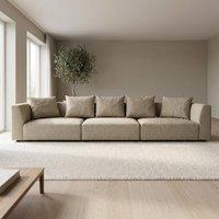 Abakus Direct Tokyo 5 Seater Sofa Basket Weave Fabric with Deep Seats in Beige