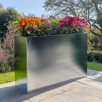 Woven Wood 80cm Long Zinc Silver 60cm Tall Trough Planter