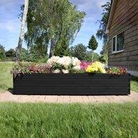 Woven Wood 1.4m Black Pine Raised Wooden Trough Planter