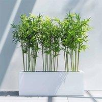 Woven Wood 120cm Zinc Galvanised Matte White Trough Planter