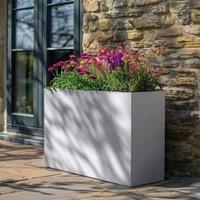 Woven Wood 90cm Long Zinc Matte White 60cm Tall Trough Planter