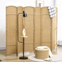 HOMCOM 6 Panel Folding Room Divider, Privacy Screen, 240 x 170cm in Natural | Size: Large