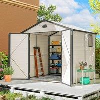 OUTSUNNY 8 x 6ft Garden Shed Storage w/ Foundation Kit, Vents, Cream White