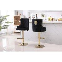Hygrad Built to Survive Set Of 2 Kitchen Bar Stools Swivel Breakfast Chairs in Black