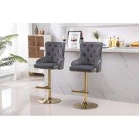 Hygrad Built to Survive Set Of 2 Kitchen Bar Stools Swivel Breakfast Chairs in Grey