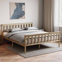 HD Designs Milan Single Double King Wooden Bed Frame High Foot Bedroom Furniture in Light Brown
