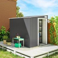 OUTSUNNY 7 x 5FT Garden Shed w/ Foundation Lean to Metal Tool Shed in Dark Grey
