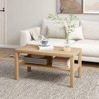 HOMCOM Coffee Table with Storage Shelf, Rectangular Centre Table, Natural