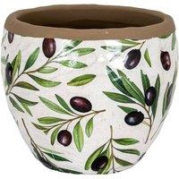 KDMD Verdal Olive Medium Ceramic Planter in White