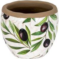 KDMD Verdal Olive Small Tabletop Planter with Textured Ceramic in White