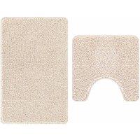 Berkfield Home 2 Piece Bath Mat Set Cream Polypropylen Non-Slip | Size: Medium
