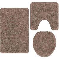 Berkfield Home 3 Piece Bath Mat Set Brown Polypropylen Non-Slip | Size: Medium