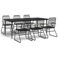 Berkfield Home 7 Piece Garden Dining Set Black PVC Rattan