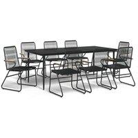 Berkfield Home 9 Piece Garden Dining Set Black PVC Rattan