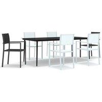 Berkfield Home 7 Piece Garden Dining Set Black & White