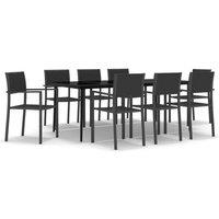 Berkfield Home 9 Piece Garden Dining Set Black