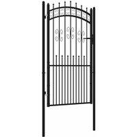 Berkfield Home Fence Gate with Spear Top Black 103x225 cm Powder-coated Steel