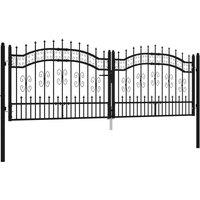 Berkfield Home Fence Gate with Spear Top Black 305x151 cm Powder-coated Steel