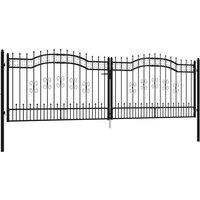 Berkfield Home Fence Gate with Spear Top Black 406x173 cm Powder-coated Steel