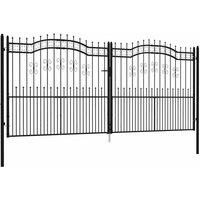 Berkfield Home Fence Gate with Spear Top Black 406x223 cm Powder-coated Steel