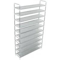 Berkfield Home Shoe Rack with 10 Shelves Metal & Non-woven Fabric Silver