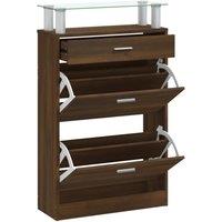 Berkfield Home Shoe Cabinet Brown Oak 63x24x104 cm Engineered Wood | Size: 63 x 24 x 104 cm