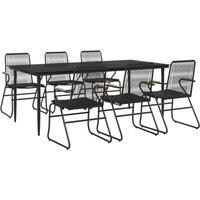 Berkfield Home Beautiful 7 Piece Garden Dining Set Black PVC Rattan