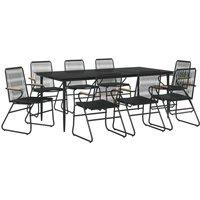 Berkfield Home Beautiful 9 Piece Garden Dining Set Black PVC Rattan