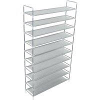 Berkfield Home Shoe Rack with 10 Shelves Metal & Non-woven Fabric Silver