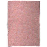 Berkfield Home Outdoor Flatweave Rug 140x200 cm Red | Size: 100 cm diameter