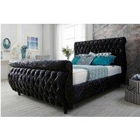 Stratus Interiors Majestic Swan Roll Top Bed Frame - Gas Lift Ottoman Storage in Black | Size: Double