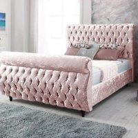 Stratus Interiors Majestic Swan Luxury Roll Top Bed Frame - Gas lift Ottoman Storage in Pink | Size: Double