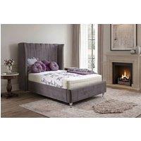 Stratus Interiors Mayfair Luxury Curved Wing Panel Bed Frame - Gas lift Ottoman Storage in Grey | Size: Double