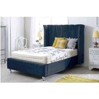 Stratus Interiors Mayfair Luxury Curved Wing Upholstered Panel Bed Frame - No storage in Blue | Size: Single