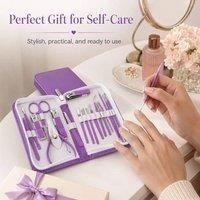 BluCore Manicure & Pedicure Grooming Set with Travel Case in Purple
