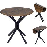 Costway 80 CM Round Dining Drop Leaf Expandable Kitchen Table for Living Room in Brown