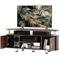FORGEVIO TV Unit Cabinet with Storage Shelves Entertainment Center in Brown
