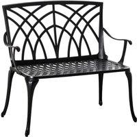 FORGEVIO 2-Seater Cast Aluminium Garden Bench Loveseat Ergonomic in Black