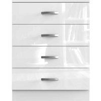 FORGEVIO White High Gloss 4 Drawer Chest Matt White Body Tall Bedroom Cabinet