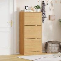FORGEVIO 3 Drawer Shoe Cabinet Cupboard Storage Footwear Stand in Brown