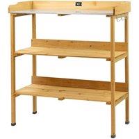 FLAVORA Garden Potting Bench With Shelves & Hooks in Natural | Size: 0.6m2