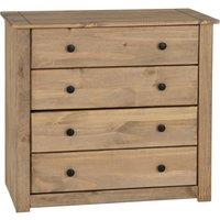 FORGEVIO 4 Drawer Chest Natural Wax Solid Pine Wood Bedroom in Brown