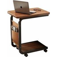 FORGEVIO Side Table C Shaped for Sofa Coffee End Tables for Bedside Tables in Brown