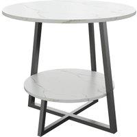 FORGEVIO 2 Tier Small Sofa Side Table Coffee End Round White Shelf