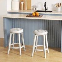 FORGEVIO 2-Pack Bar Stools Kitchen Upholstered Counter Height Chair in White