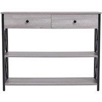 FORGEVIO Console Table Side Table Table with 2 Drawers & Storage Shelves in Grey