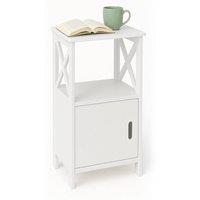 FORGEVIO Side Bedside Table Table with Drawer White Coffee Bedside Table